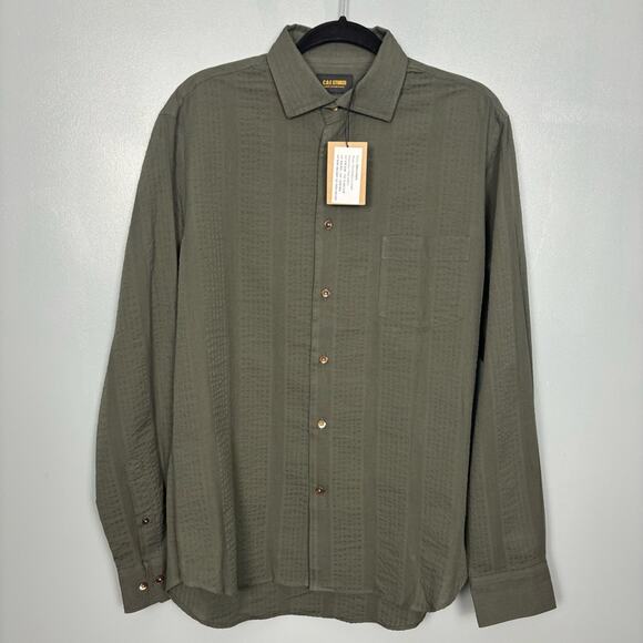 NWT Circle Of Friends C.O.F. Pine Green Maui Stripe Long Sleeve Shirt Medium - Picture 1 of 8